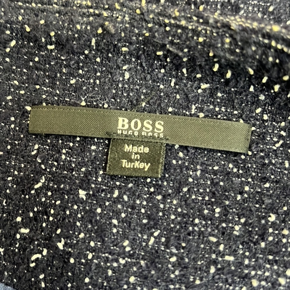 Hugo Boss Klera Tweed Wool Blue Asymmetrical Blazer Coat - Picture 5 of 9